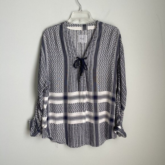 Rails Lily Lace Up Drawstring Top in Sapphire Jacquard - Picture 1 of 7